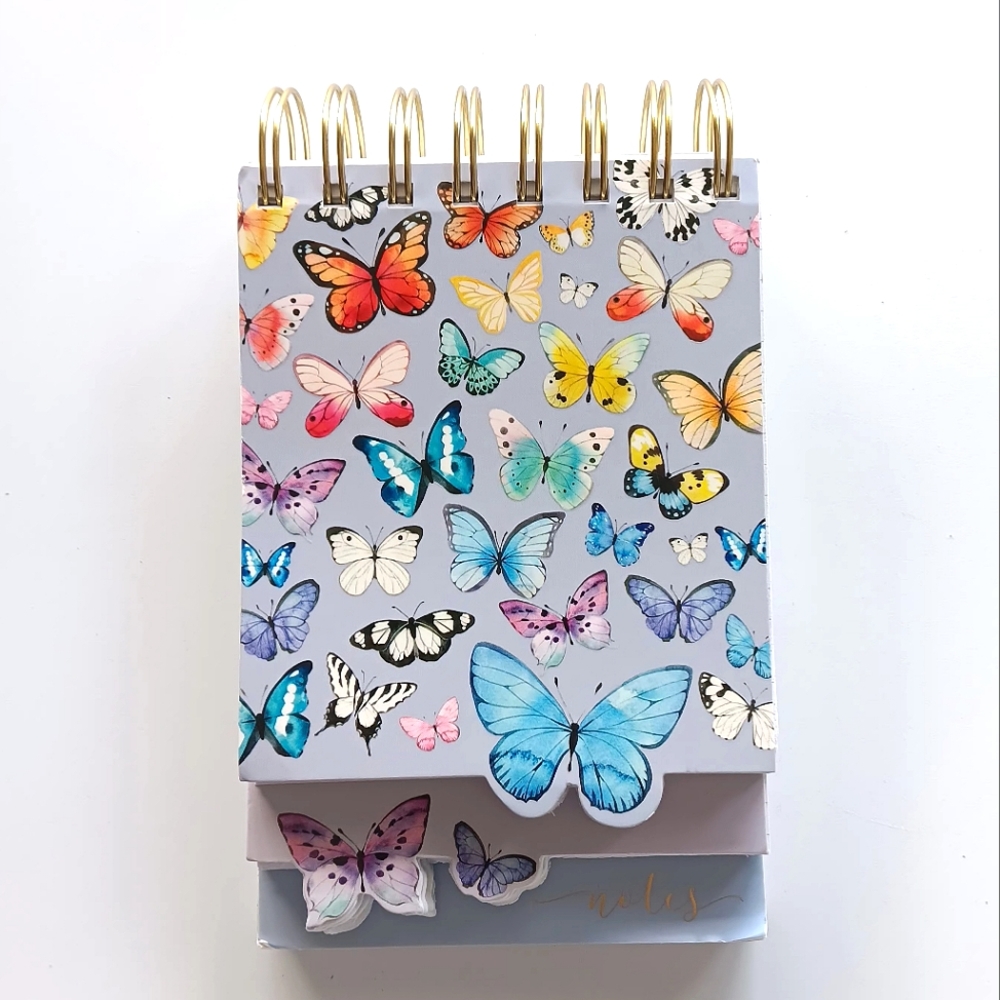 NEW Heatherlee Chan Spiral Bound Butterfly Themed Lined Notebook, Pastels & Blue